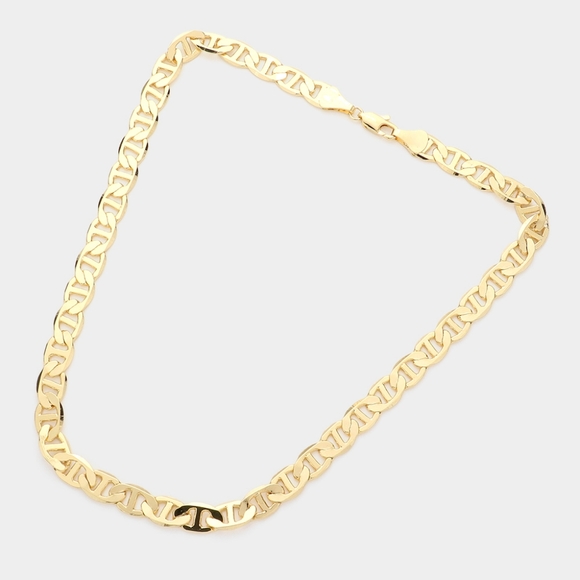 Gold Mariner Link 18" 8mm Necklace Chain Simple Casual Jewelry Metal - Picture 2 of 4